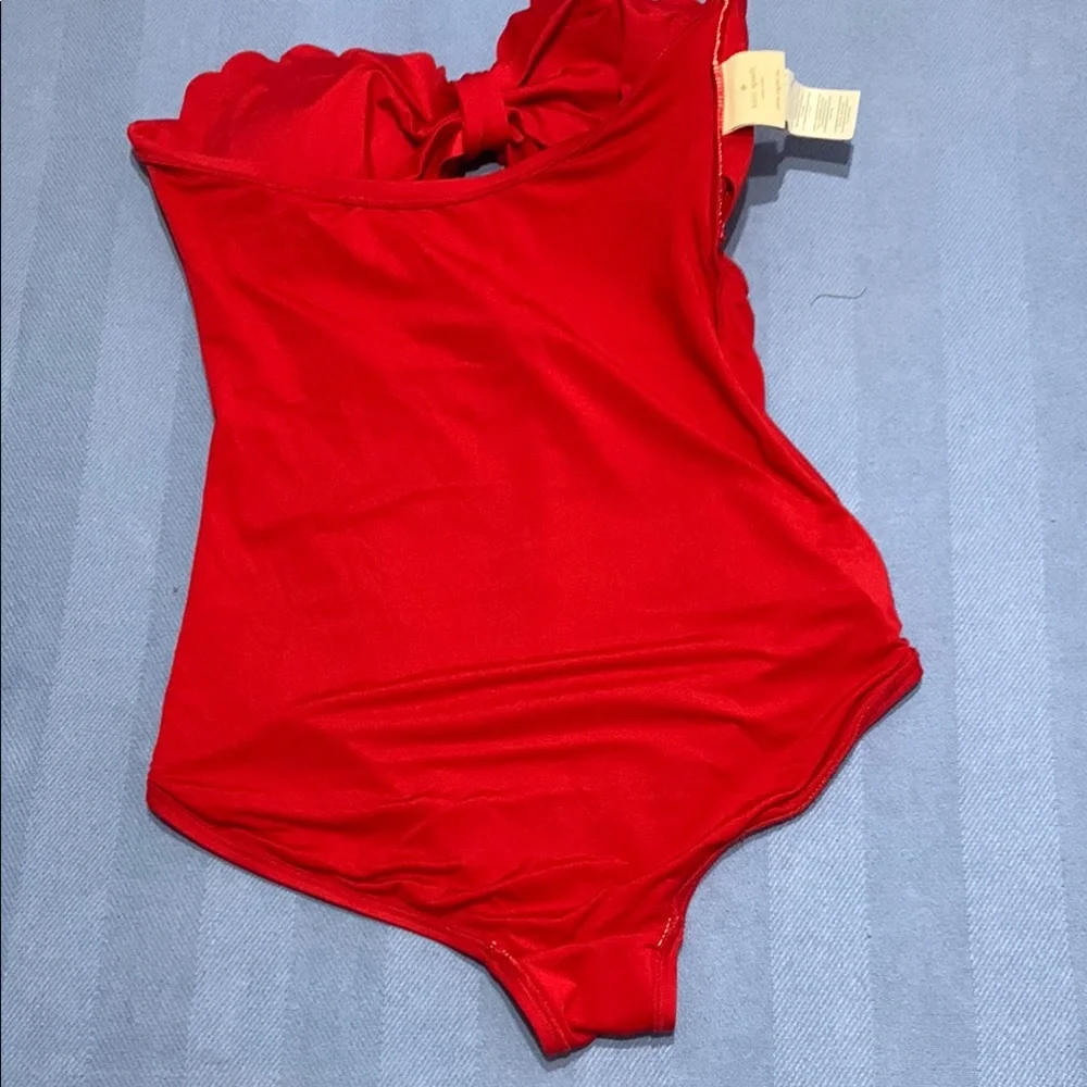 Kate Spade New York Women's Scalloped Cutout One Piece Swimsuit, Rosa Red, Large - Picture 6 of 7